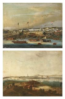 Sunqua - Canton, a view of the hongs after; and A view of Whampoa Anchorage