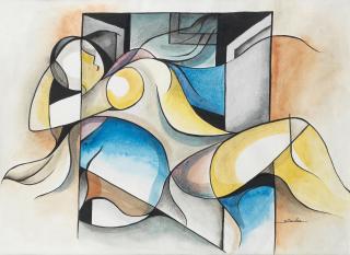 Surendra Pradhan - Untitled (Reclining Woman)