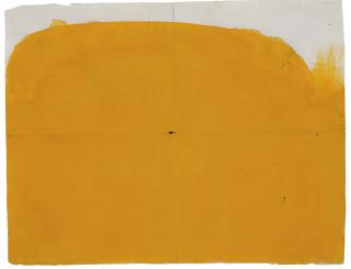 Suzan Frecon - Yellow-Orange On More Conventional Format With 3 Holes 