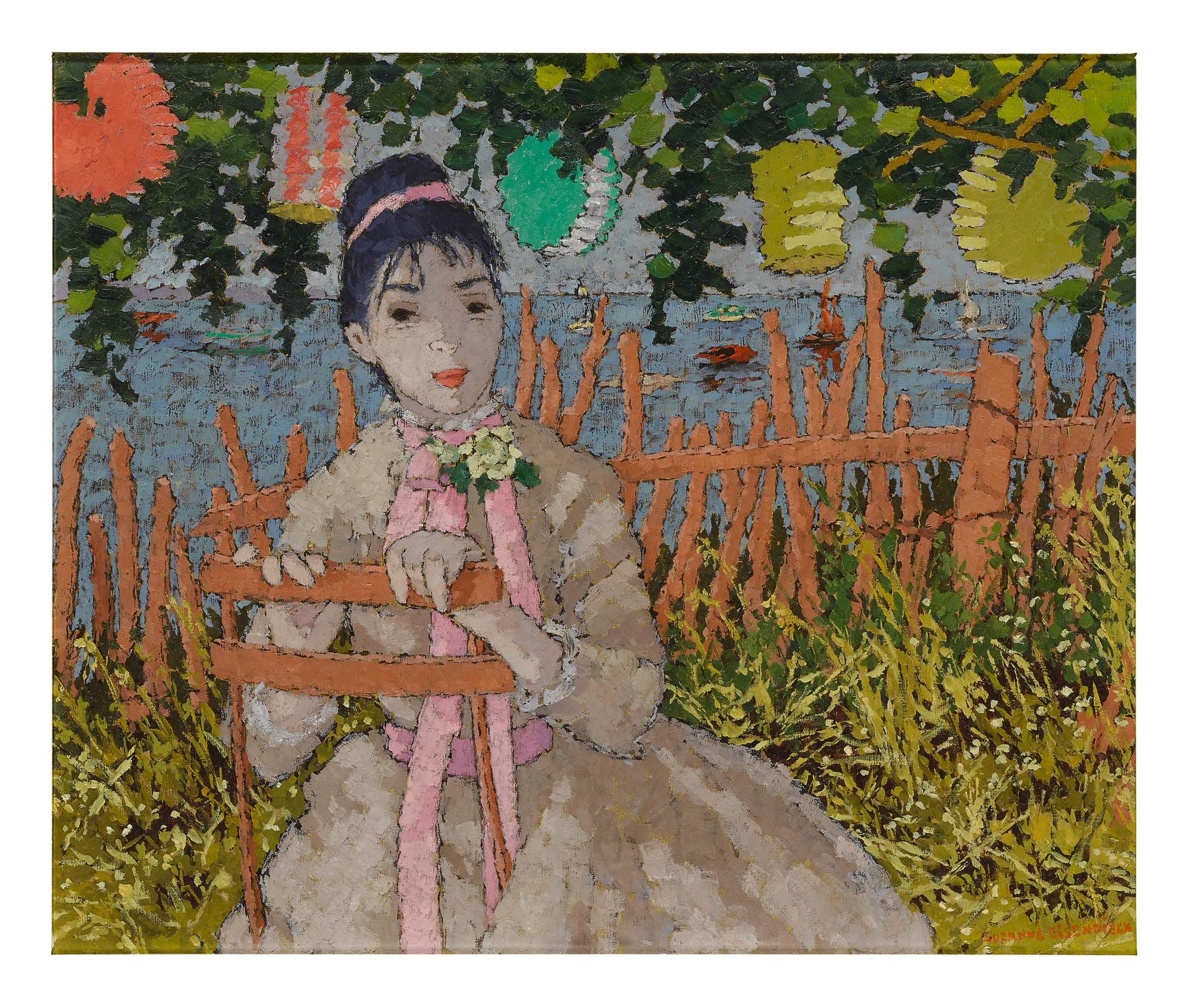 Suzanne Eisendieck - Femme En Rose Dans Un Jardin Près De La Plage