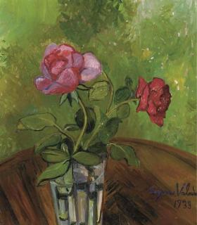 Suzanne Valadon - Deux roses dans un verre
