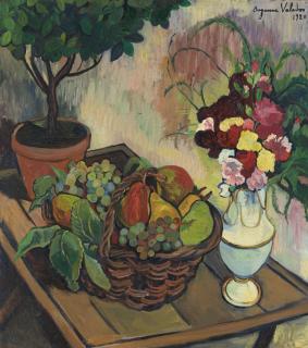 Suzanne Valadon - Nature Morte Au Bouquet De Fleurs Et À La Corbeille De Fruits