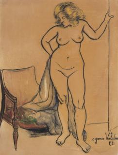 Suzanne Valadon - Nu à la draperie devant un fauteuil