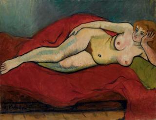 Suzanne Valadon - Nu allongé à la draperie rouge