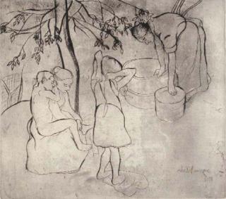 Suzanne Valadon - Toilette des enfants dans le jardin (Roger-Marx 18)