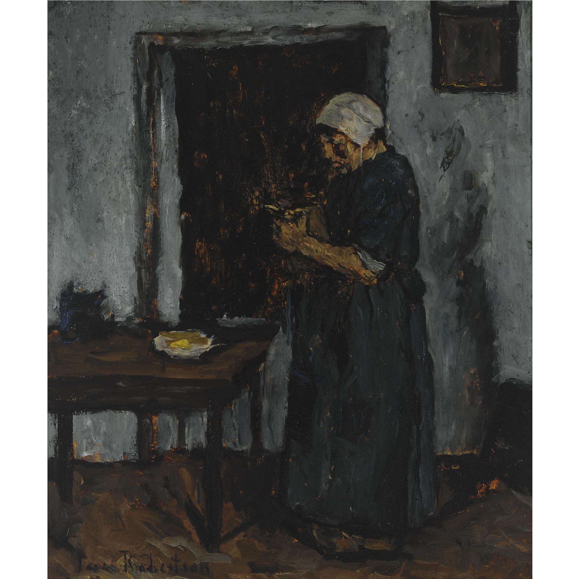 Suze Bisschop-Robertson - A Peasant Woman Cutting Bread