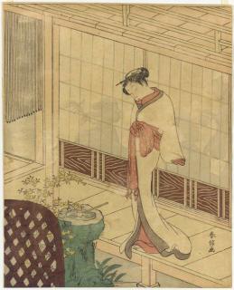 Suzuki Harunobu - A Beauty On A Veranda