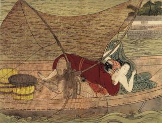 Suzuki Harunobu - A couple on a boat