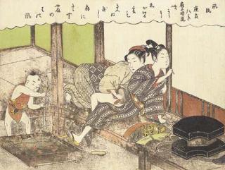 Suzuki Harunobu - A young girl dallying with a fan-seller