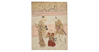 Suzuki Harunobu - Couple taking a five-year-old boy to visit a shrine