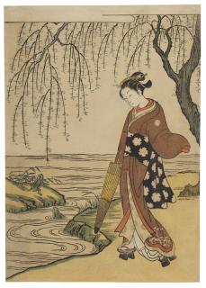 Suzuki Harunobu - Mitate Ono no Tofu (Young woman imitating Ono no Tofu)