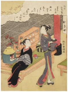 Suzuki Harunobu - Osen of the Kagiya teahouse