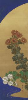 Suzuki Kiitsu - Chrysanthemums by a stream
