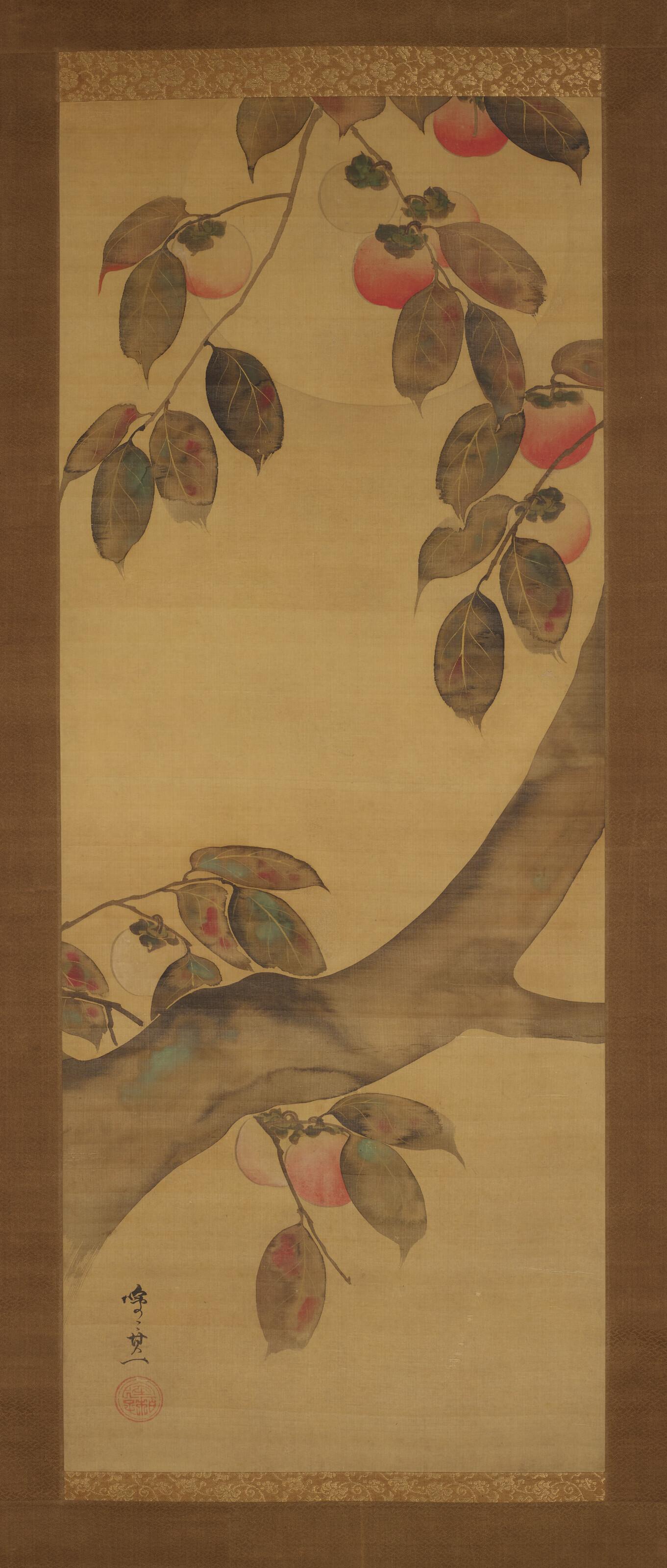 Suzuki Kiitsu - Persimmon and moon
