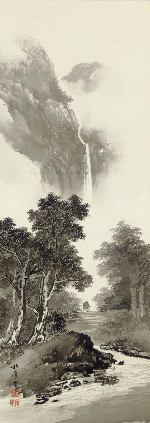 Suzuki Shonen - Morin kanbaku zu (Viewing a waterfall in the deep forest)