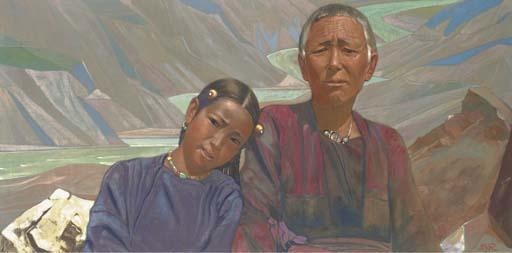 Svetoslav Nikolaevich Roerich - Portrait of A Tibetan Woman And Her Granddaughter