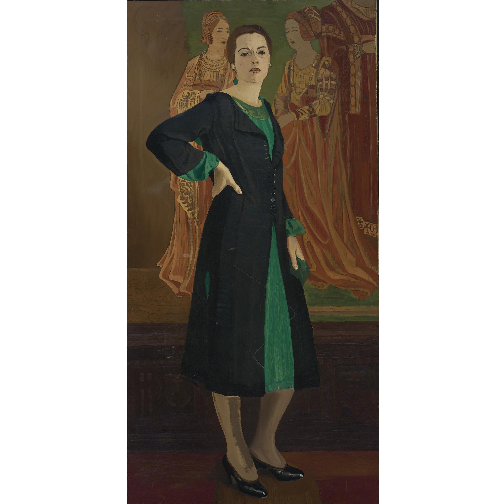 Svetoslav Roerich - Russian Portrait Of Katherine Campbell In A Green Dress, Late 1920S