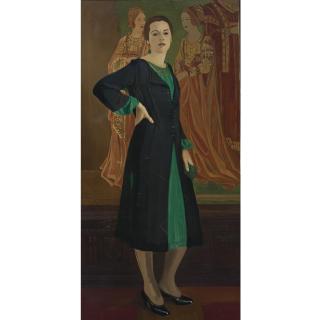 Svetoslav Roerich - Russian Portrait Of Katherine Campbell In A Green Dress, Late 1920S