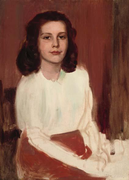 Sydney Adamson - Portrait of A Girl, Seated Three-Quarter-Length, In A White Blouse