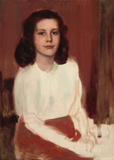 Sydney Adamson - Portrait of A Girl, Seated Three-Quarter-Length, In A White Blouse