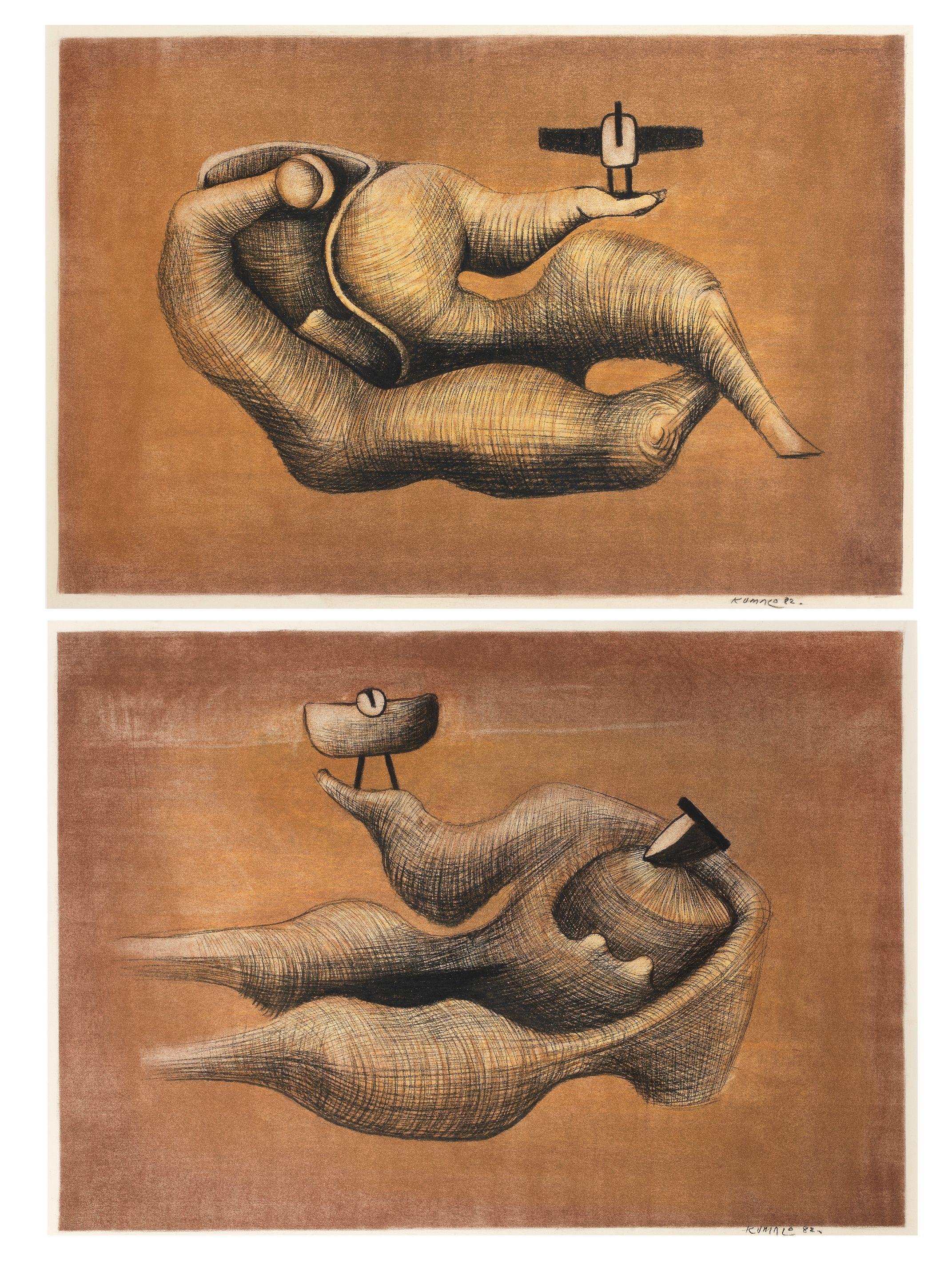 Sydney Alex Kumalo - Silhouette & Sculpture Africaine: a pair