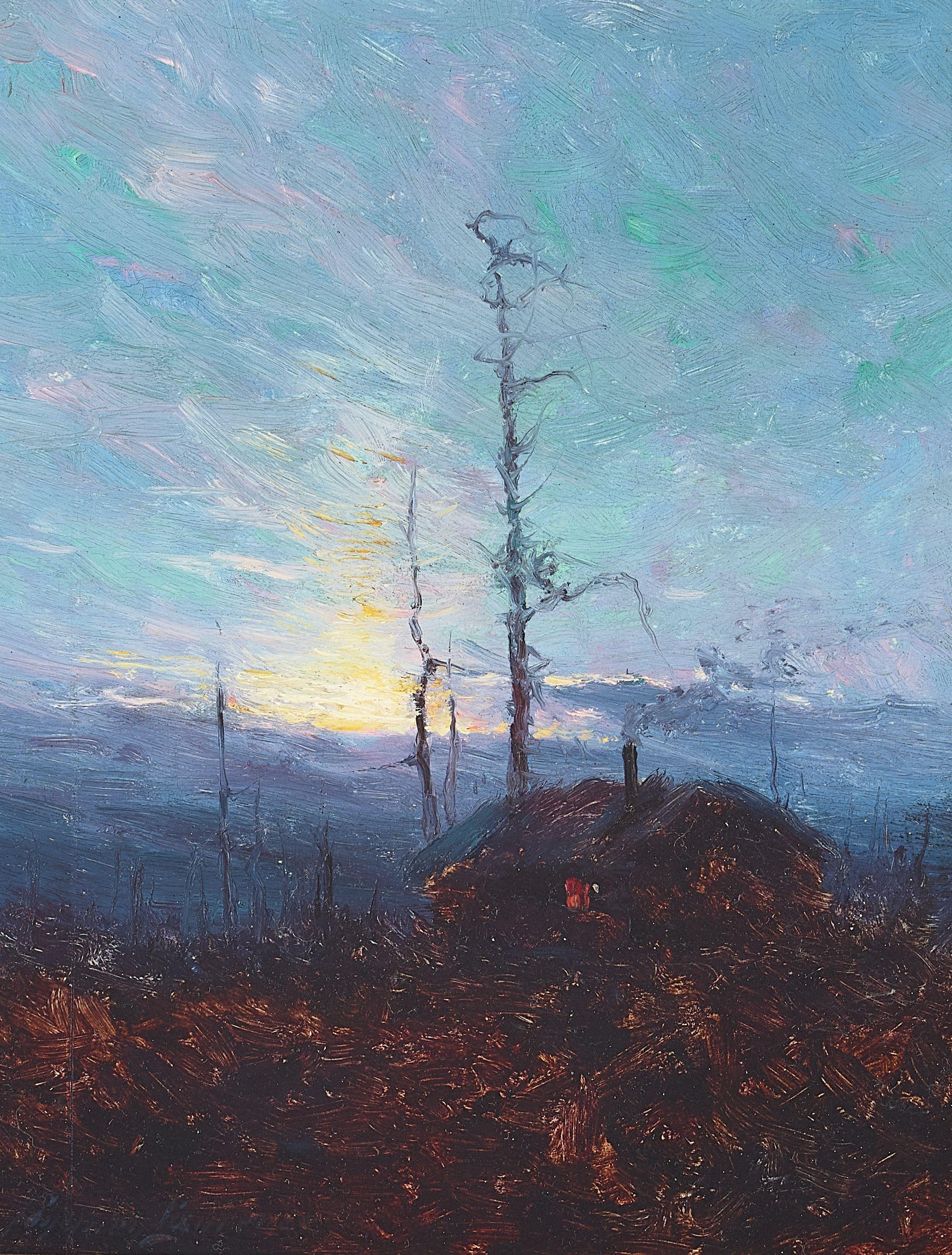 Sydney Laurence - Cabin at Dusk 10 x 8 in. framed 16 1/4 x 14 1/2 in.
