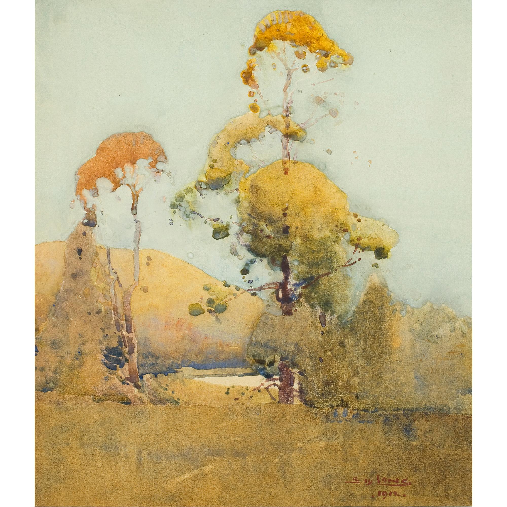 Sydney Long - Australian trees On Riverbank