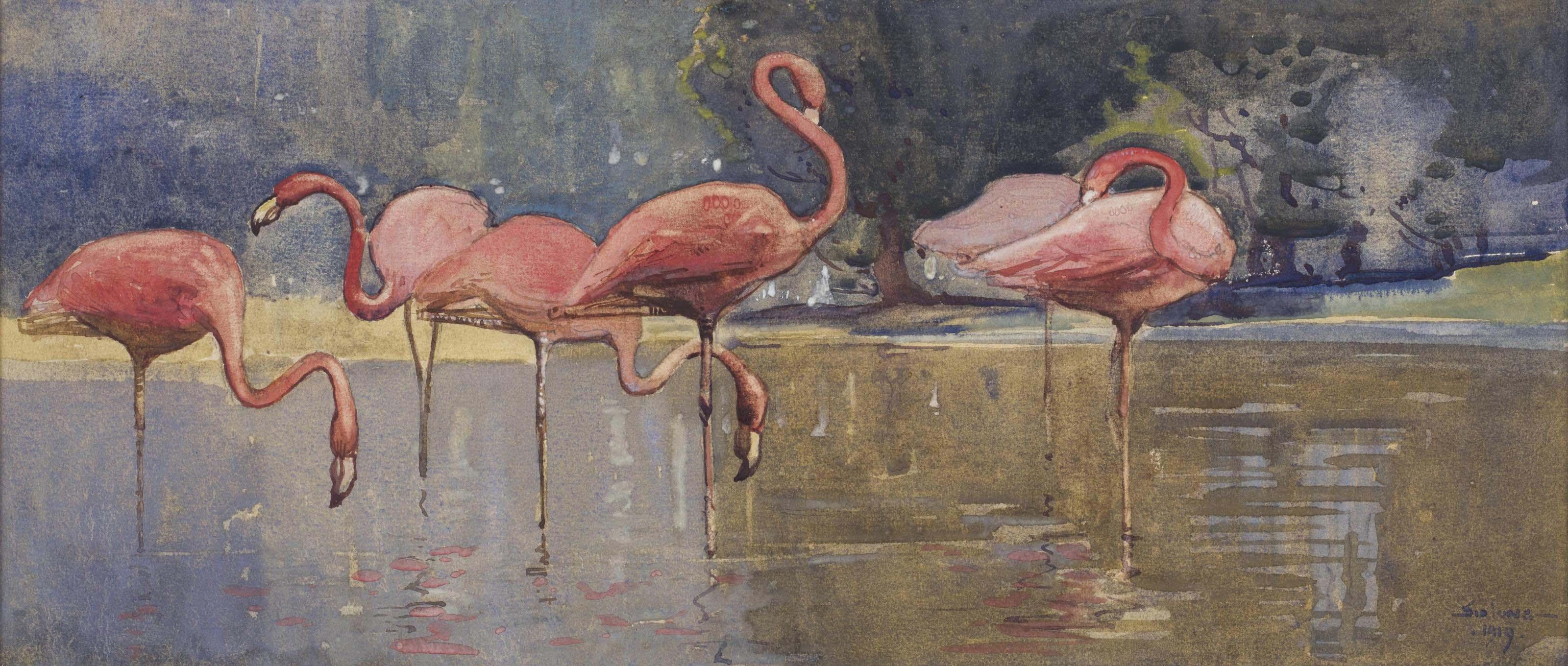 Sydney Long - Flamingoes