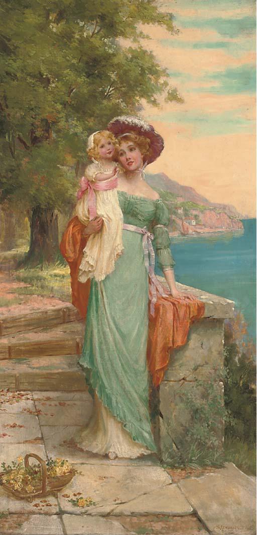 Sydney Percy Kendrick - Gathering Flowers On The Path To The Sea