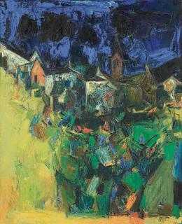Syed Haider Raza - Untitled (Village)