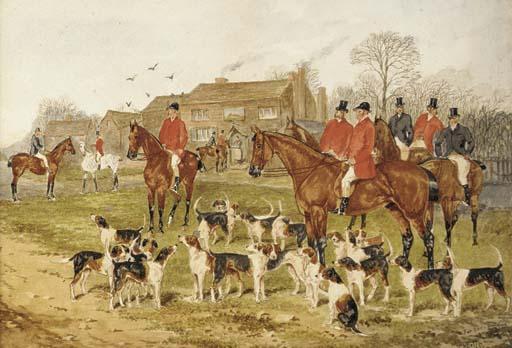 Sylvester Martin - The meet at the Fox Inn, Bransford, Worcester; and On the scent