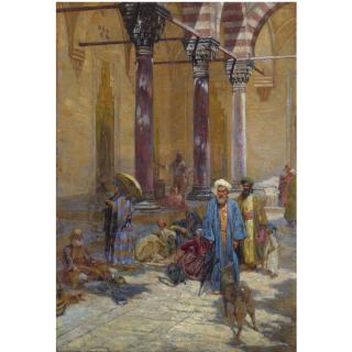 Symeon Sabbides - Greek Oriental Scene In A Mosque\'S Precinct