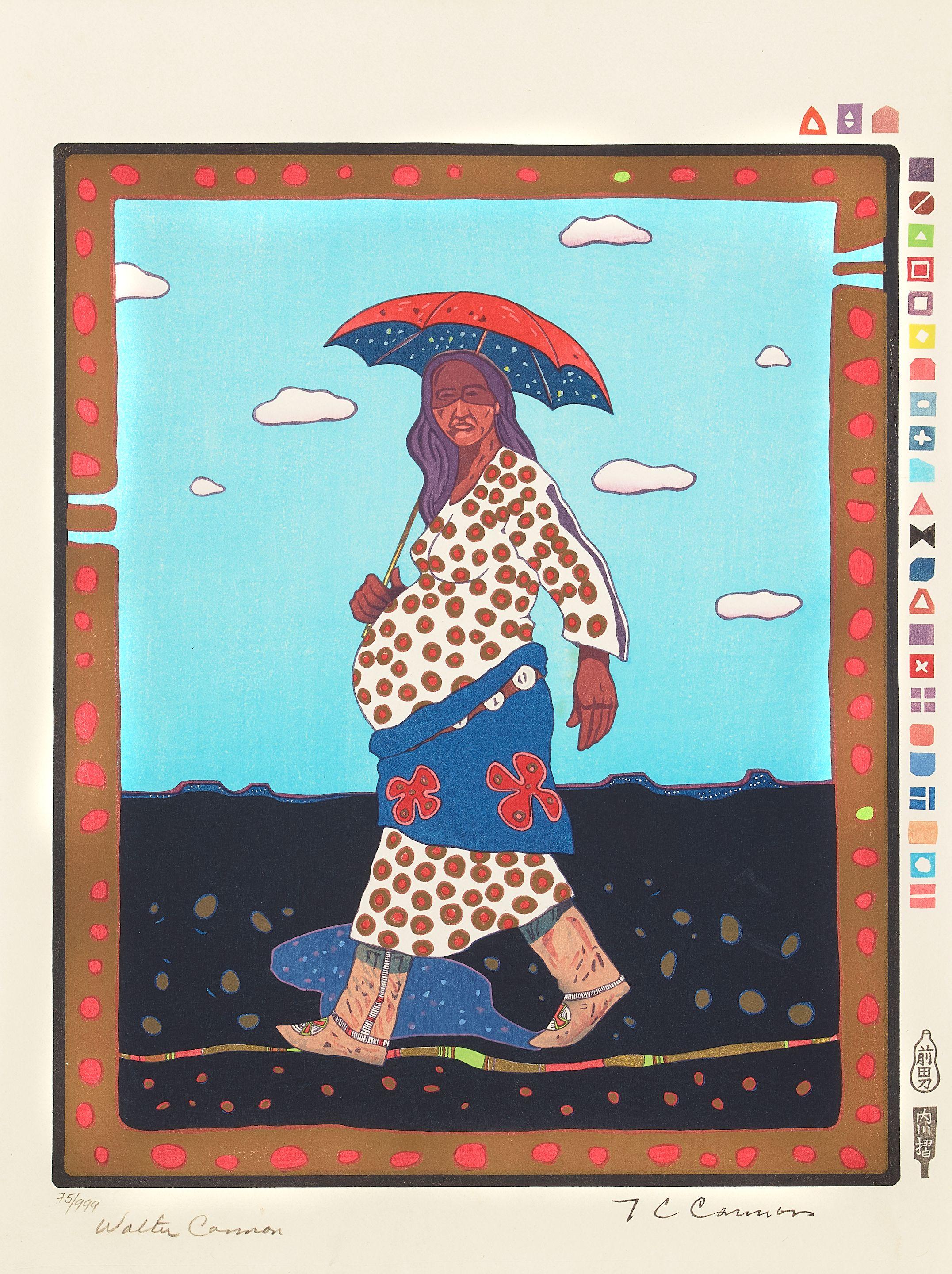 T.C. Cannon - Grandmother Gestating Father and the Washita River Runs Ribbon-Like