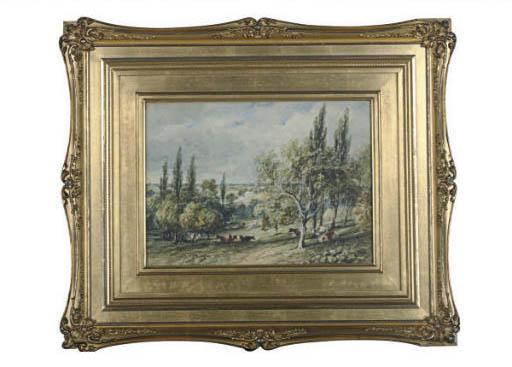 T. Creswick - Hilly Verdant Landscape With Cows; And A Companion Work