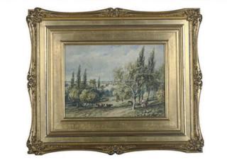 T. Creswick - Hilly Verdant Landscape With Cows; And A Companion Work