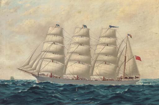T.G. Purvis - The four-masted barque Springburn under full sail