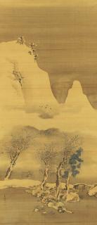 Tachihara Kyosho - Woodcutter in a snowy landscape