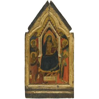 Taddeo Gaddi - The Madonna And Child Enthroned, Flanked By Saints John The Baptist, Peter, Paul And Zenobius (?), And Two Angels, Below Them Two Donors