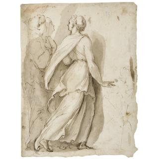 Taddeo Zuccaro - A Group Of Women, After Polidoro Da Caravaggio