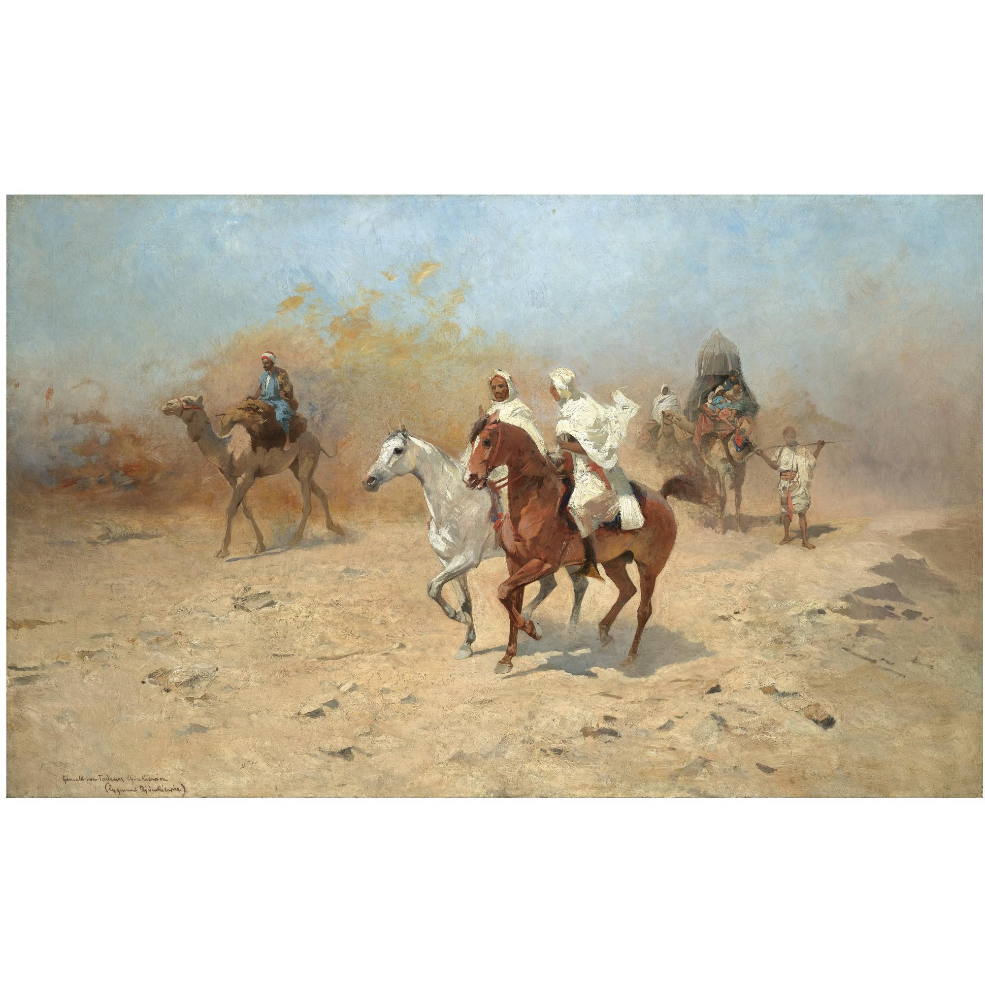 Tadeusz Ajdukiewicz - Polish A Camel Caravan In The Desert