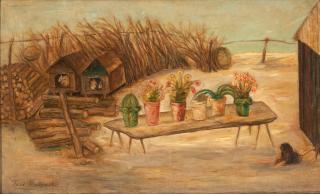 Tadeusz Makowski - Fleurs en Plein Air, Paris framed 41.0 x 62.5 x 4.5 cm (16 1/8 x 24 5/8 x 1 4/5 in).