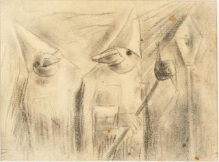 Tadeusz Makowski - Two Figures framed 34.5 x 42.0 x 2.5 cm (13 1/2 x 16 1/2 x 1 in).