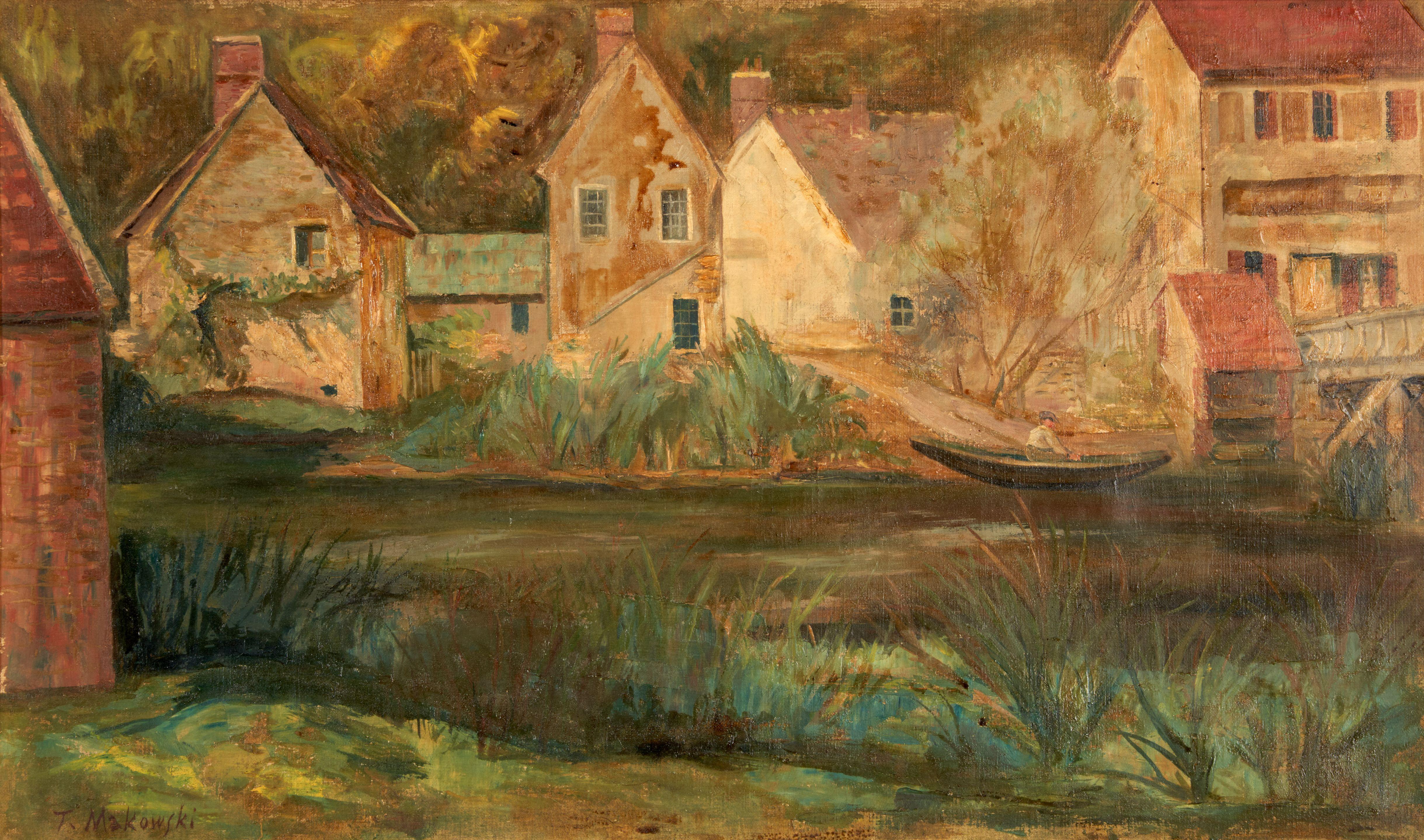 Tadeusz Makowski - Vieilles Maisons à Lorey framed 49.0 x 70.5 x 3.0 cm (19 1/4 x 27 3/4 x 1 1/5 in).