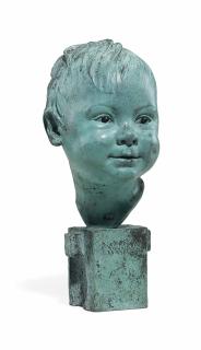 Tadeusz Styka - Portrait Bust of a Young Girl, the artist\'s daughter Wanda Styka