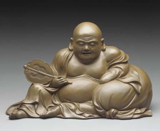 Takamura Toyochika - Seated Hotei (God of good fortune)
