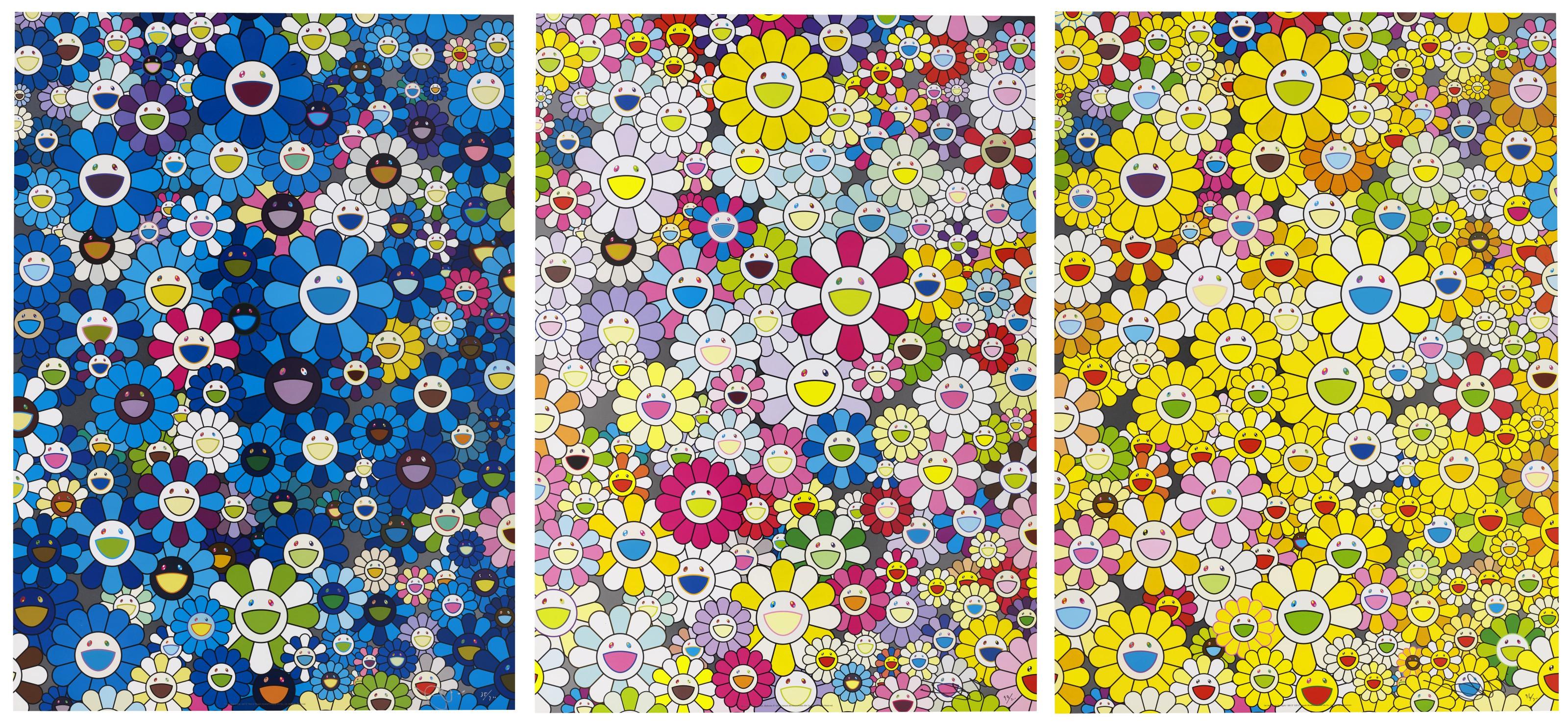 Takashi Murakami - An Homage to IKB 1957 D; An Homage to Yves Klein, Multicolor D; & An Homage to Monogold 1960 D