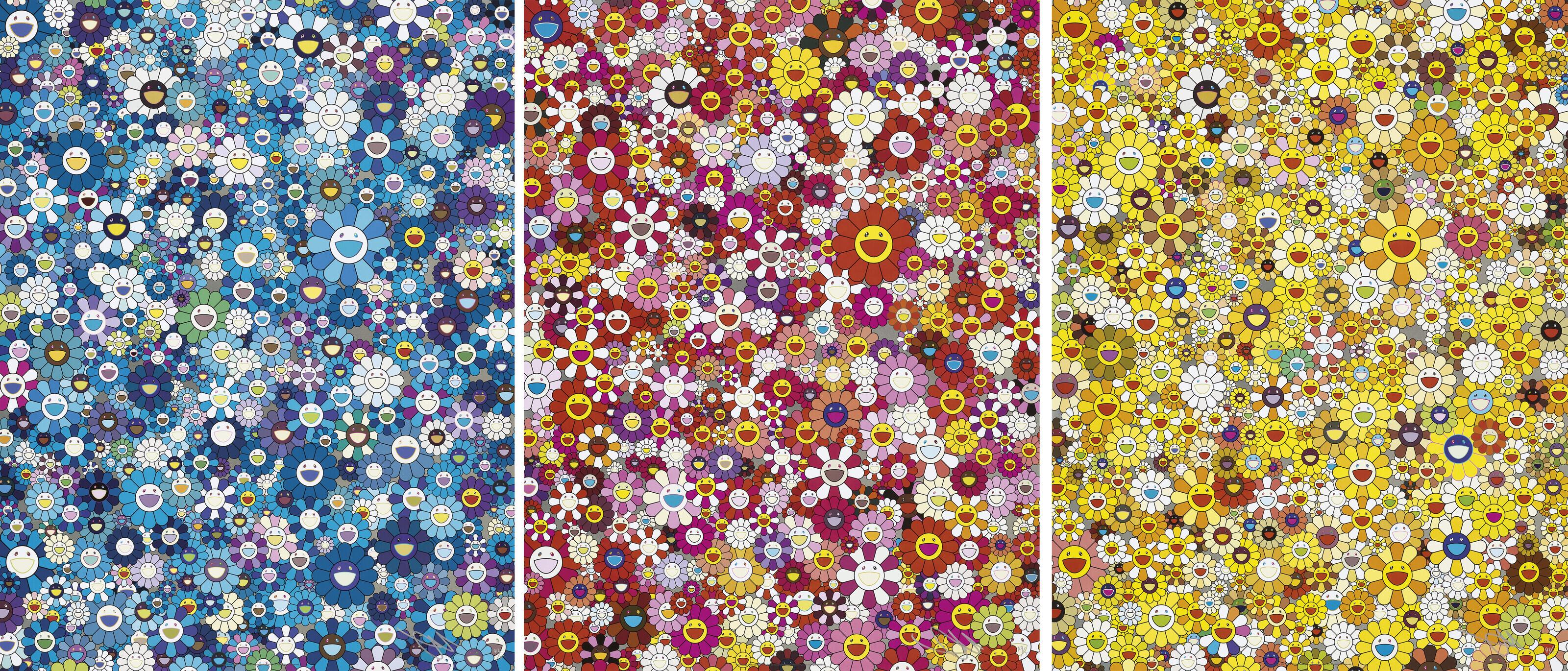 Takashi Murakami - An Homage to IKB, 1957 F; An Homage to Monopink, 1960 E; & An Homage to IKB, 1957 E