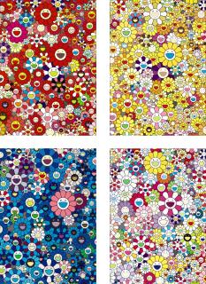 Takashi Murakami - An Homage To Yves Klein, Multicolor B / An Homage To Monogold 1960 B / An Homage To Ikb 1957 B / An Homage To Monopink 1960 C (Four Works)