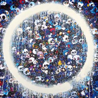 Takashi Murakami - Ensō: Memento Mori Red on Blue(Painted in 2015)