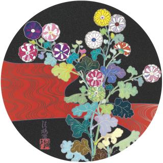 Takashi Murakami - Flowerball Margaret (3D); Kansei Korin Red Stream; Kansei Abstraction; And Flowerball (3D)